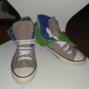 Kids sz 3 Gray Blue and Green Middy Converse